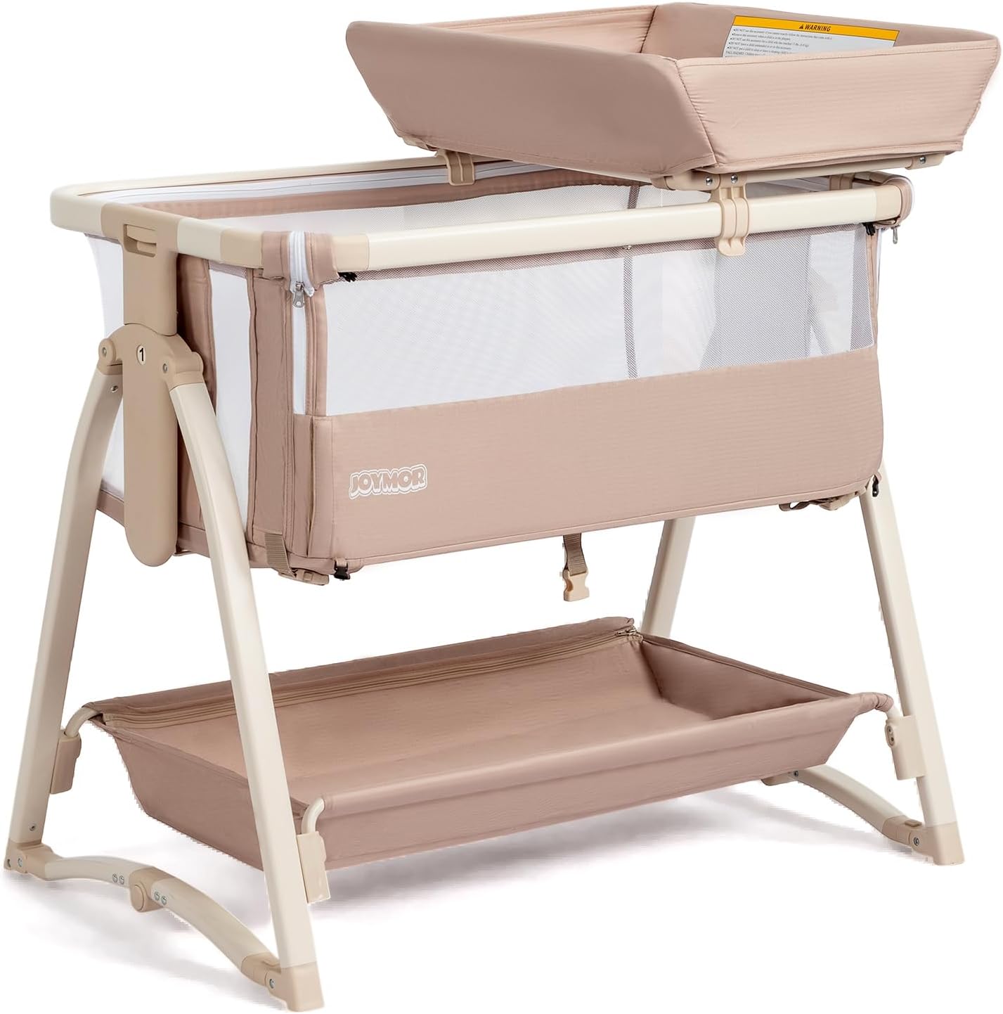 Bassinet Bedside Sleeper - ベビーベッド、5 in 1ベビーベッドサイドスリーパー、おむつ交換台付き、7段階高さ調節可能、ホイール付きロッキングベッド、マットレス付き