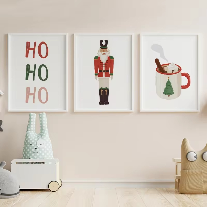 Baby Nursery Mirror - 子供のためのメリークリスマスソックスのポスター,壁の芸術,キャンバスの絵画,漫画,保育園,赤ちゃん,子供,保育園,部屋の装飾,ギフト