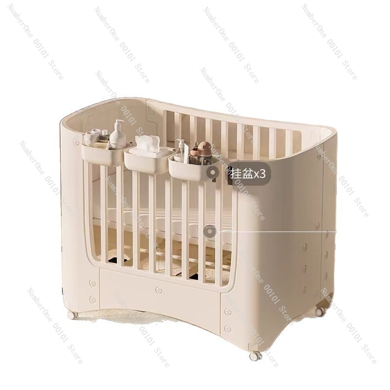 Bassinet Bedside Sleeper - 多機能ベビーベッド、高さ調節可能、ポータブルベッドサイドスリーパー、移動式ベビーサークル（車輪付き）、連結式ベビーベッド、乳児用