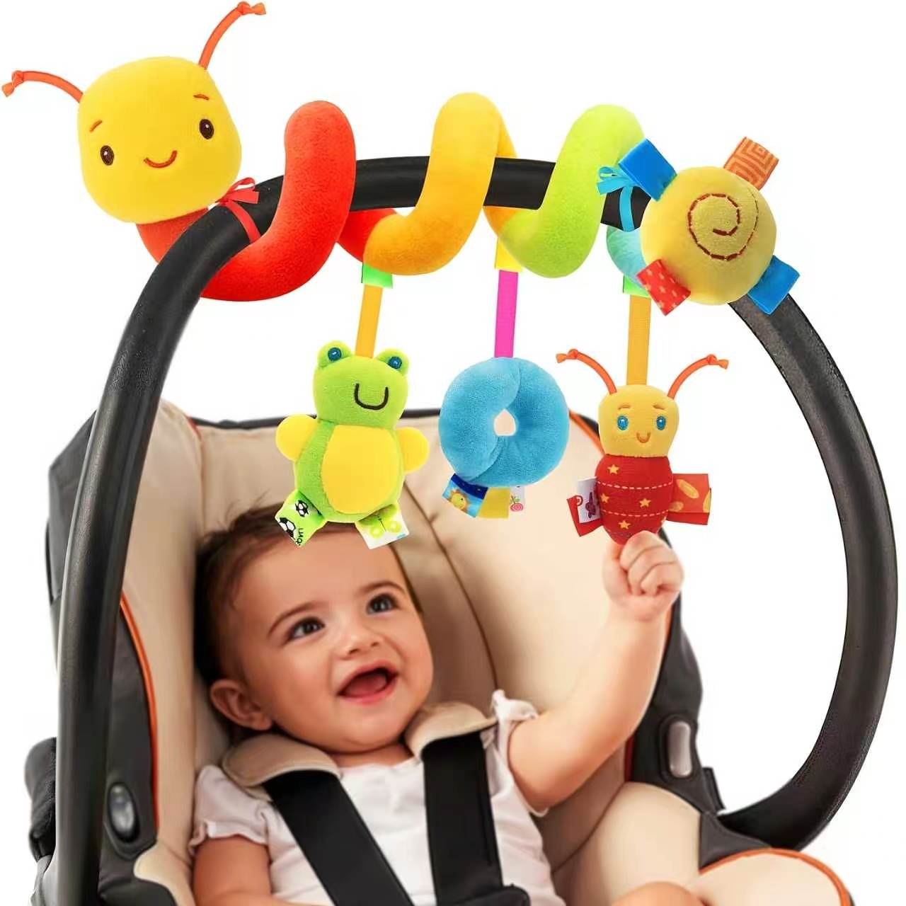 Baby Nursery Furniture - かわいい蜂の吊り下げおもちゃ、ベビーベッドモバイルや車の装飾に、柔らかいぬいぐるみ動物のベッドハンガー、安全ベル付き、乳幼児向け