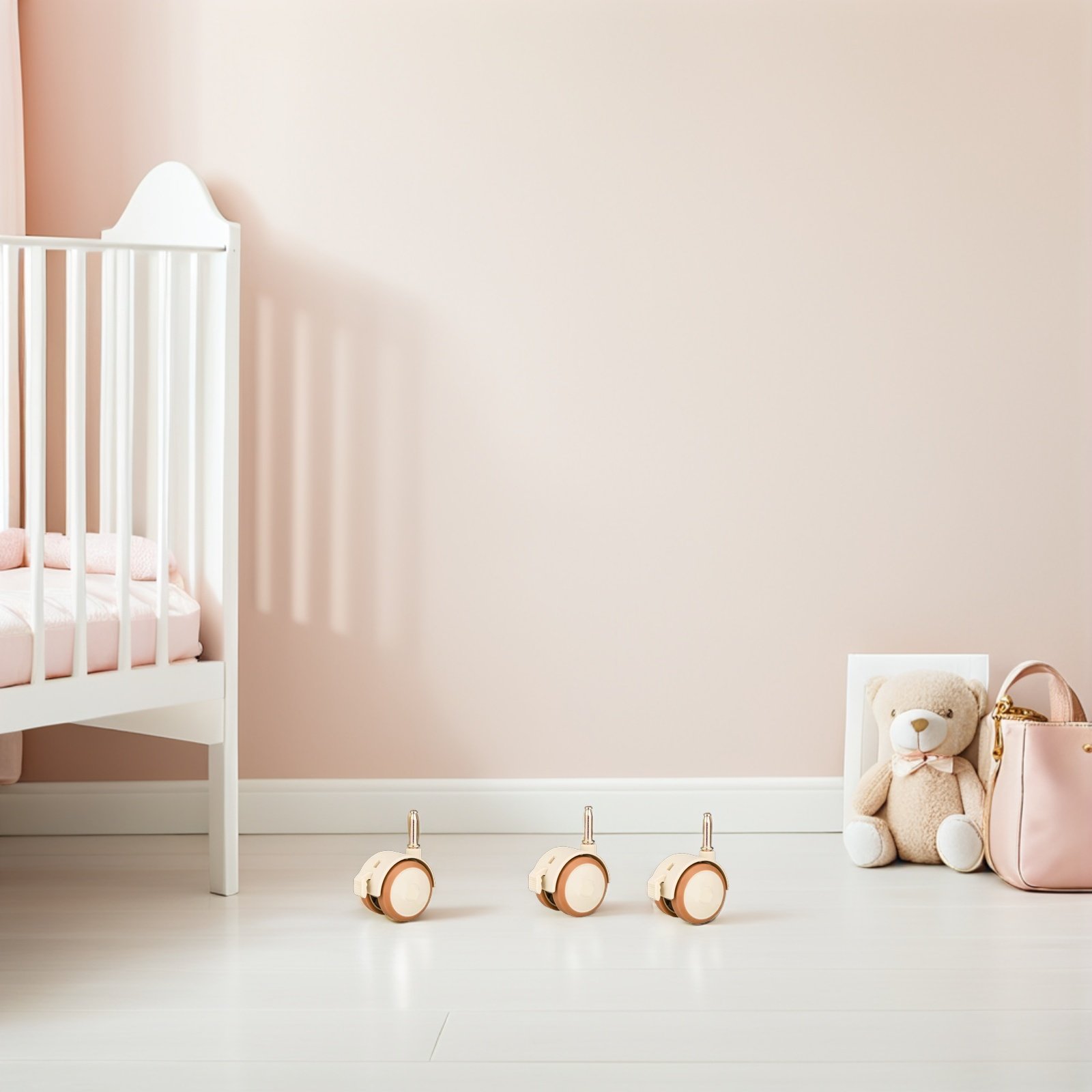 Baby Nursery Furniture Sets - 4個入りベビーベッド用キャスターホイール 静音ゴム製スイベルロックブレーキ付き家具ホイールセット 保育園カート ベビーベッド用ホイール