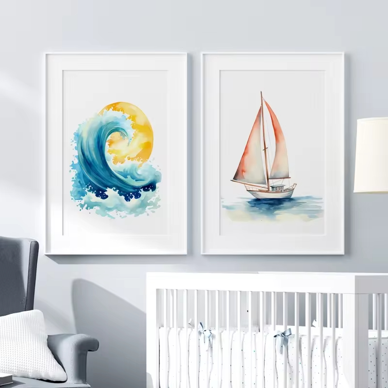 サーフオーシャンをテーマにした保育園のウォールアート、ビーチ - Baby Nursery Ocean のレビューと価格
