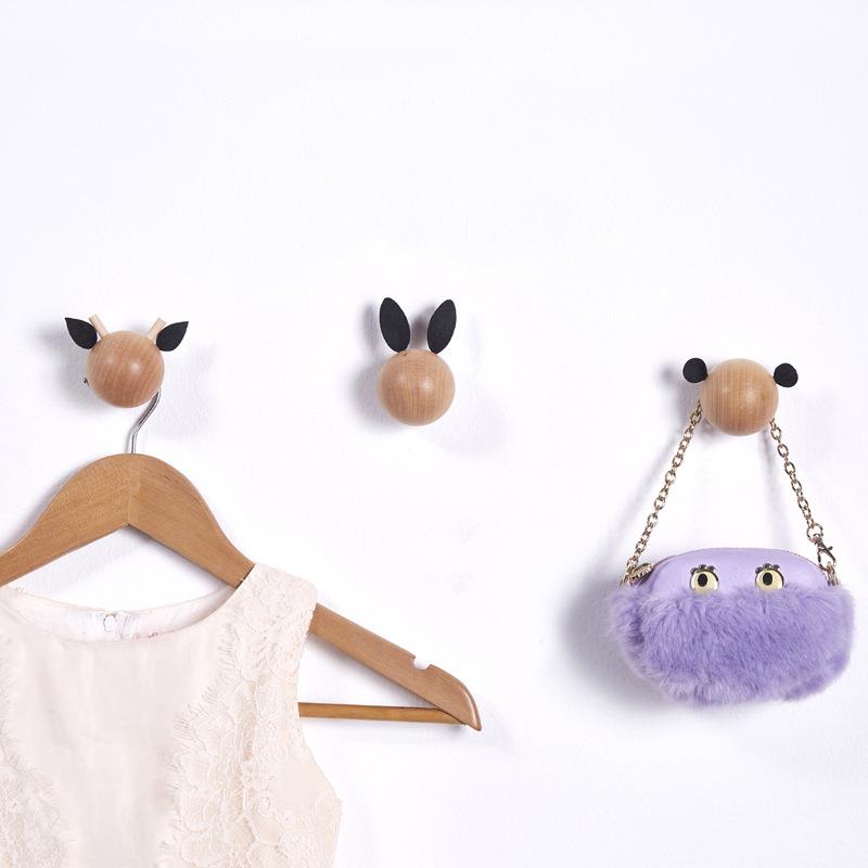 モダンミニマリスト木製フック子供部屋漫画動物ヘッド壁掛けフッ - Baby Nursery Hooks のレビューと価格