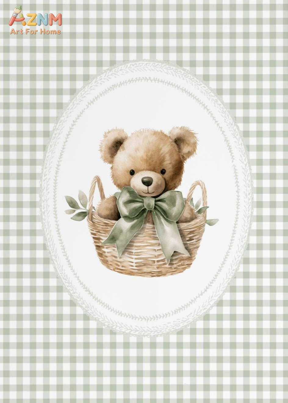 水彩テディベア保育園ウォールアートブルーストライプチェック柄 - Baby Nursery Furniture Sets のレビューと価格