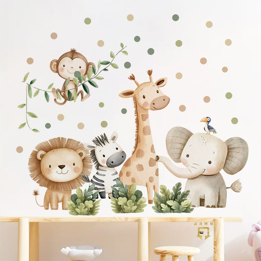 自由奔放に生きる森の動物ウォールステッカーキッズルーム用男の - Baby Nursery Labels のレビューと価格
