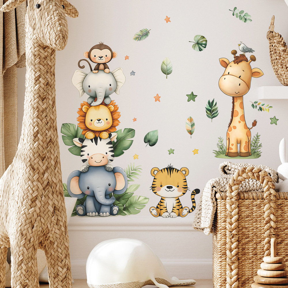 自由奔放に生きる森の動物ウォールステッカーキッズルーム用男の - Baby Nursery Labels のレビューと価格