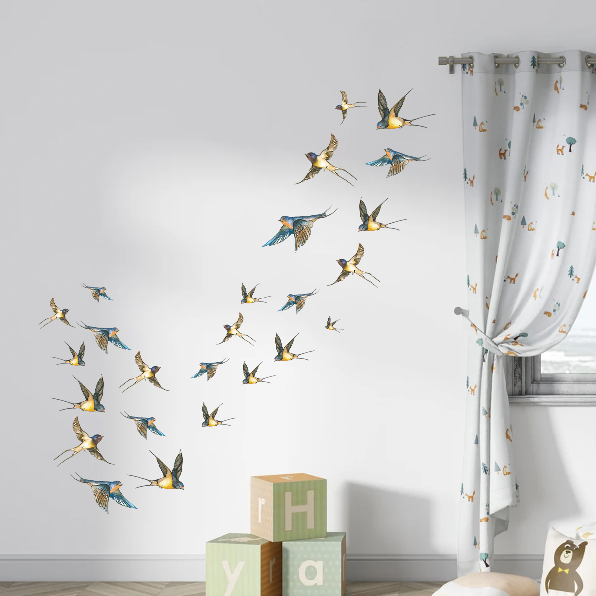 色とりどりの鳥のデザインの水彩ウォールステッカー,家の装飾ア - Baby Nursery Furniture のレビューと価格