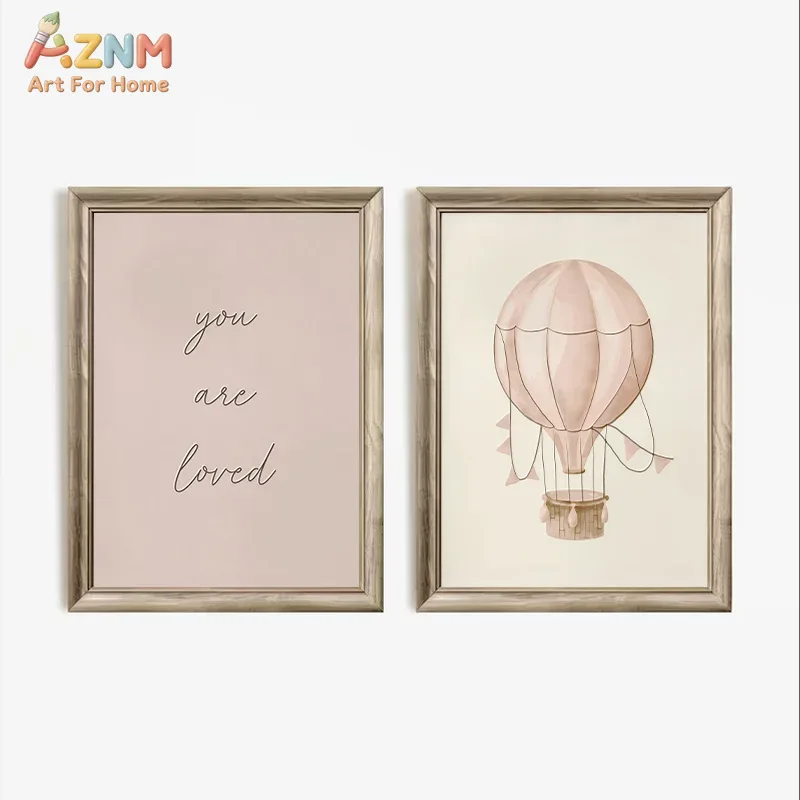 AZNM ボヘミアンバニー熱気球白鳥ウォールアートキャンバス - Baby Nursery Vintage Decor のレビューと価格