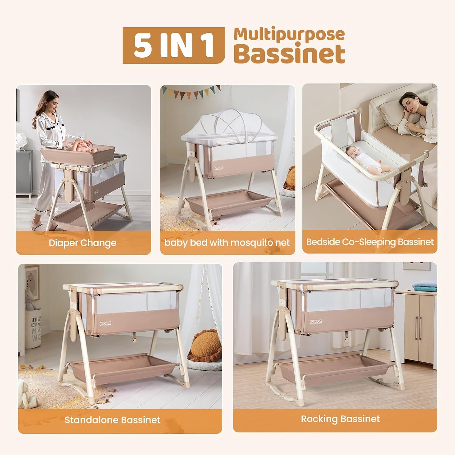 ベビーベッド、5 in 1ベビーベッドサイドスリーパー、おむ - Bassinet Bedside Sleeper のレビューと価格