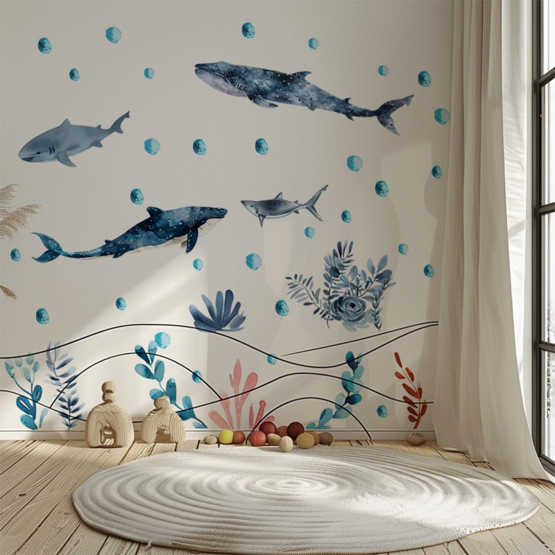 動物の海の海洋生物の動物の壁のステッカー,サメのクジラ,水の - Baby Nursery Ocean のレビューと価格