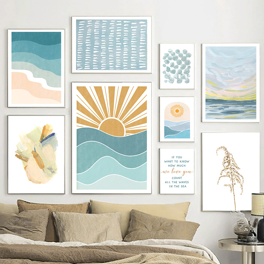 日の出日没ビーチ海の引用句ウォールアートキャンバス絵画保育園 - Baby Nursery Ocean のレビューと価格