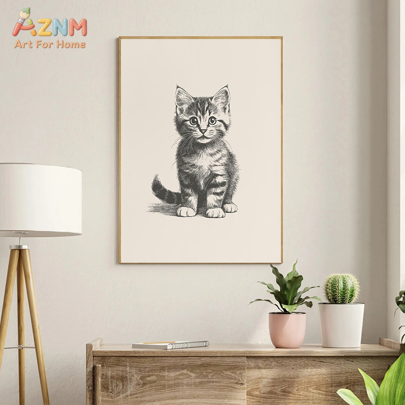 AZNM ヴィンテージスケッチ赤ちゃん動物キャンバスウォール - Baby Nursery Vintage Decor のレビューと価格