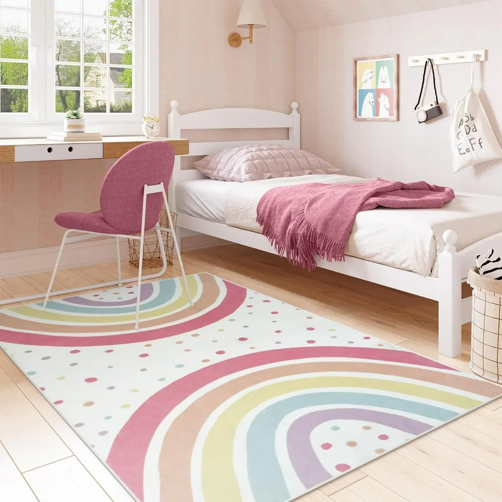 1枚 カラフルドット ボヘミアン レインボーシック カーペッ - Soft Rug Nursery のレビューと価格