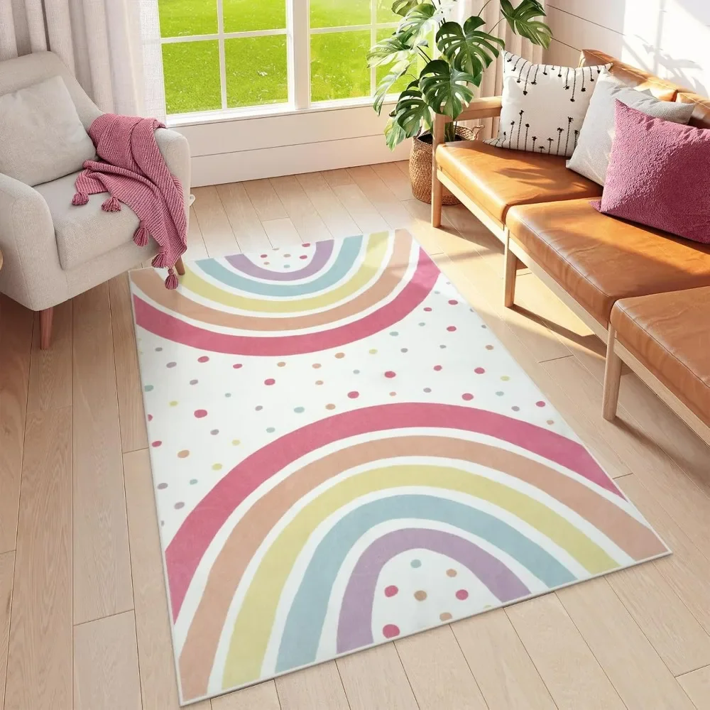 1枚 カラフルドット ボヘミアン レインボーシック カーペッ - Soft Rug Nursery のレビューと価格
