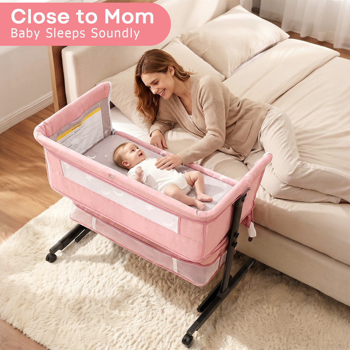 Kmaier ピンク ポータブル新生児用ベビーベッド 3段階 - Bassinet Bedside Sleeper のレビューと価格