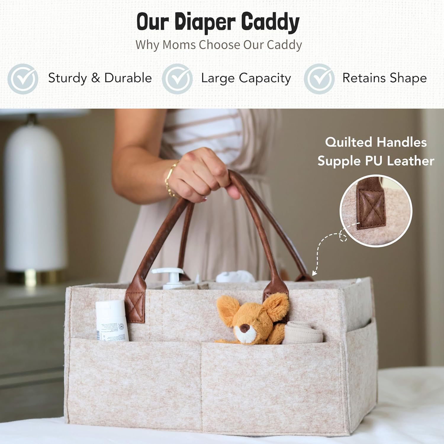 ベビーフェルト収納バスケット、幼児用おむつバッグ、ハンドル付 - Baby Nursery Package のレビューと価格