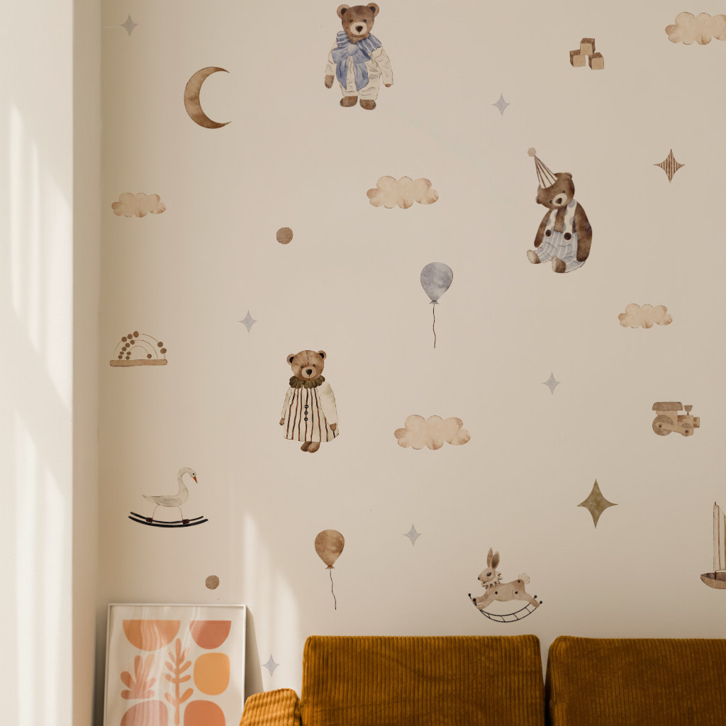 ボヘミアン風ウォールステッカー ヴィンテージキュートなテディ - Baby Nursery Vintage Decor のレビューと価格