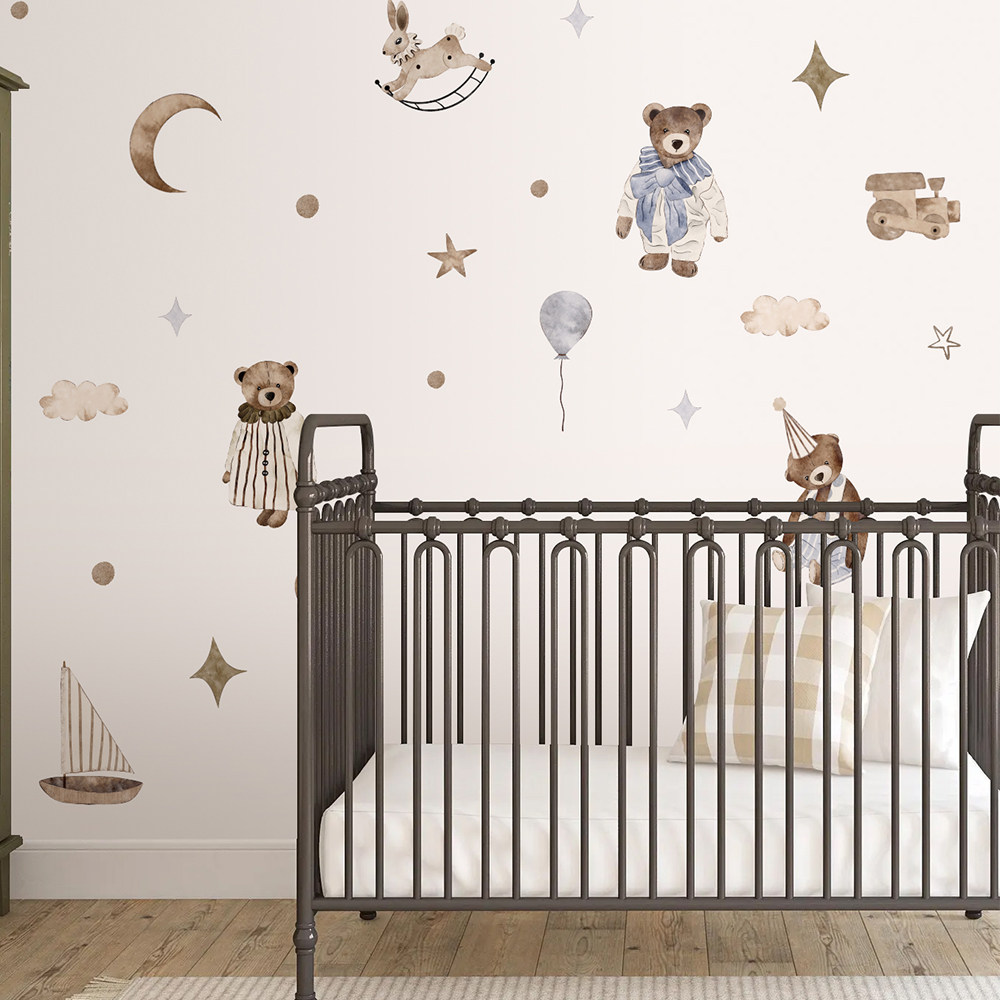 ボヘミアン風ウォールステッカー ヴィンテージキュートなテディ - Baby Nursery Vintage Decor のレビューと価格
