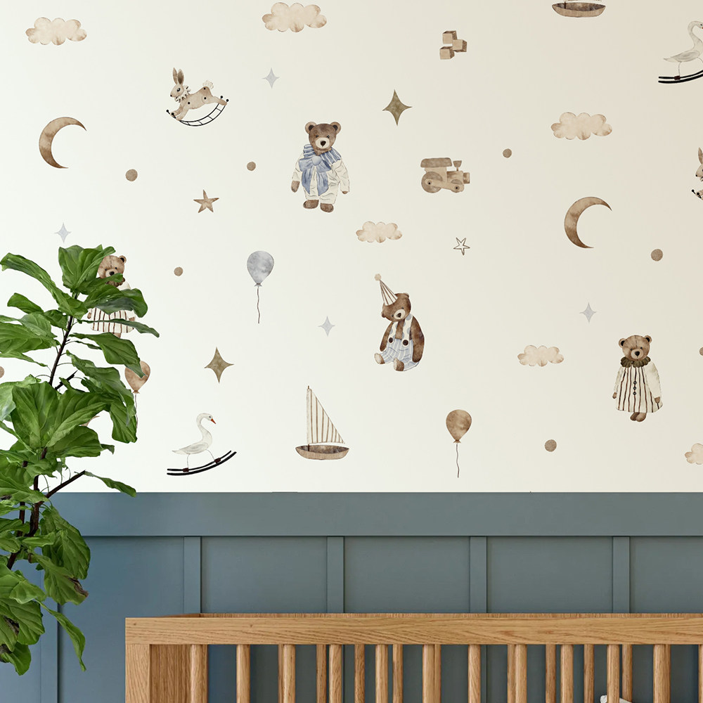 ボヘミアン風ウォールステッカー ヴィンテージキュートなテディ - Baby Nursery Vintage Decor のレビューと価格