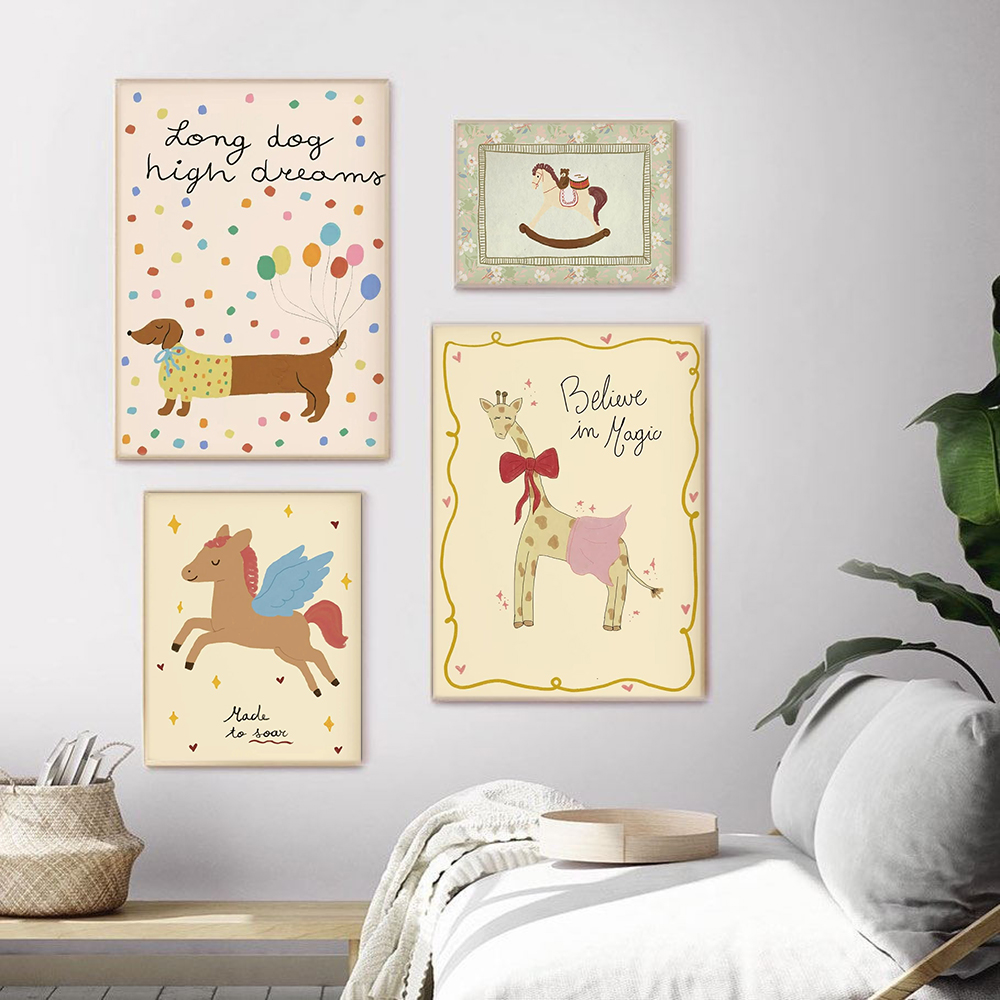 ヴィンテージロッキングホース、キリン、ゾウ、ダックスフントの - Baby Nursery Vintage Decor のレビューと価格