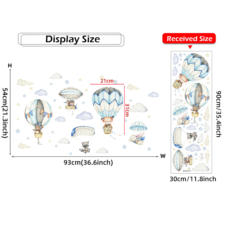 漫画かわいい動物熱気球ウォールステッカーキッズルームベビー保 - Baby Nursery Labels のレビューと価格