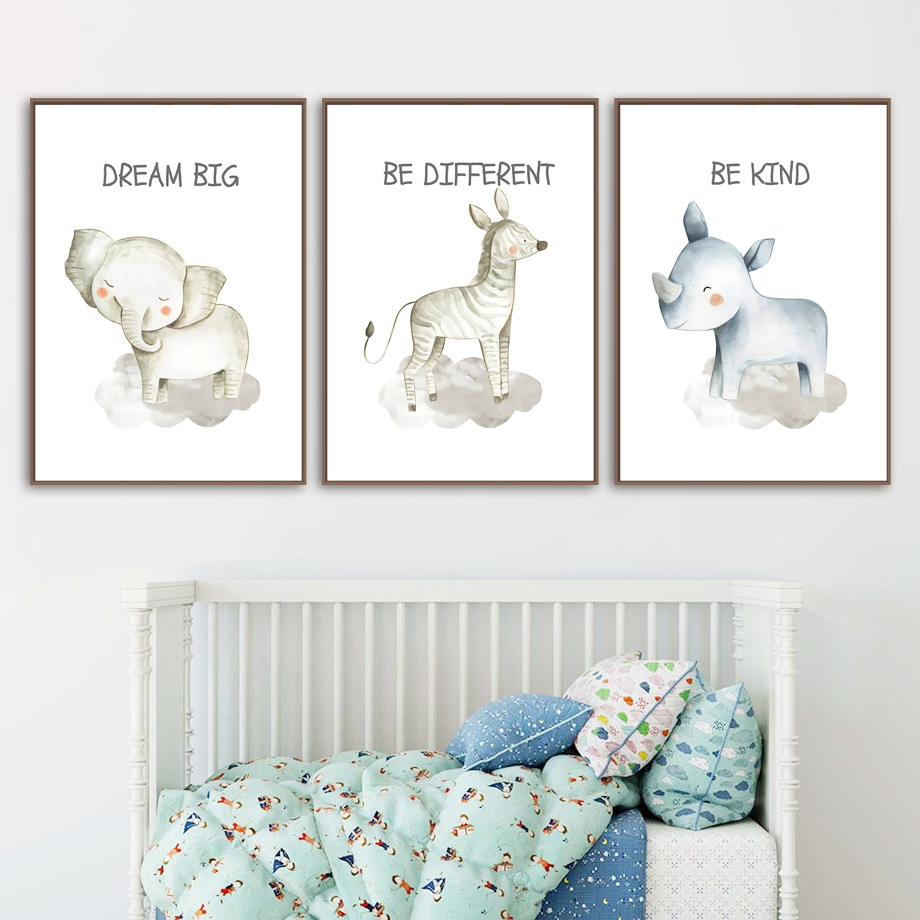 保育園壁アートキャンバス絵画ライオン象キリンゼブラタイガー北 - Baby Nursery Mirror のレビューと価格