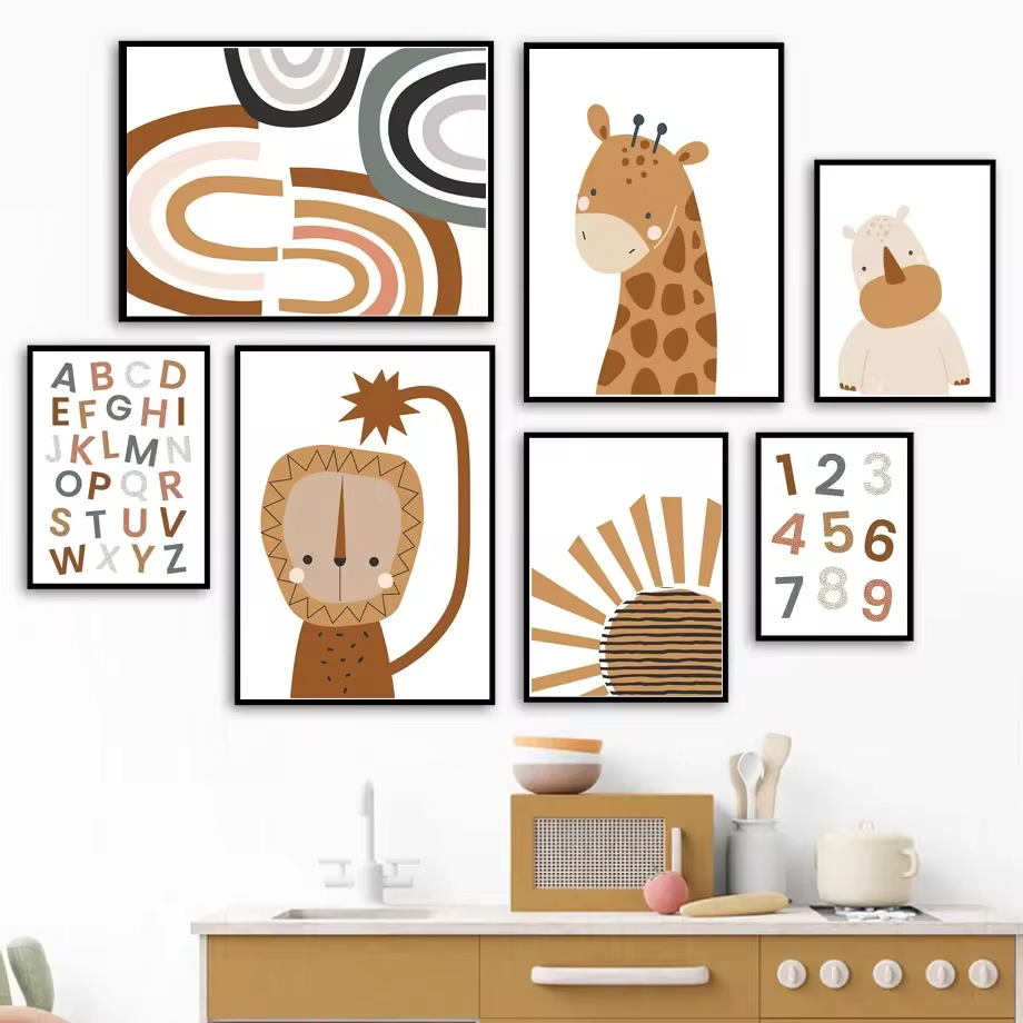 自由奔放に生きる保育園の壁画,北欧のポスター,壁の写真,赤ち - Baby Nursery Mirror のレビューと価格