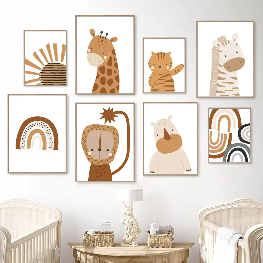 自由奔放に生きる保育園の壁画,北欧のポスター,壁の写真,赤ち - Baby Nursery Mirror のレビューと価格