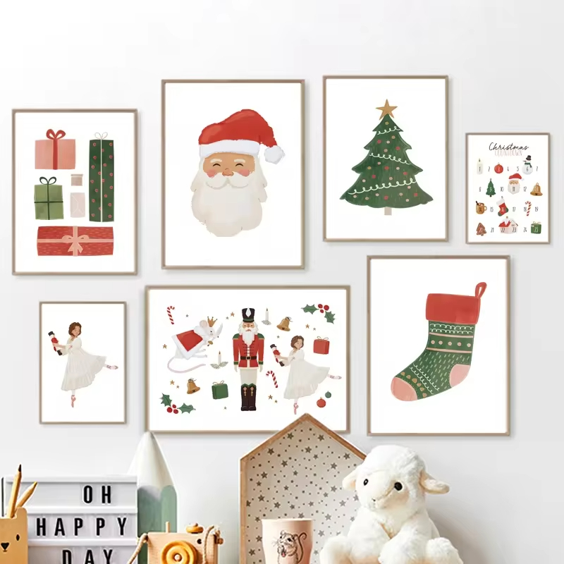 子供のためのメリークリスマスソックスのポスター,壁の芸術,キ - Baby Nursery Mirror のレビューと価格