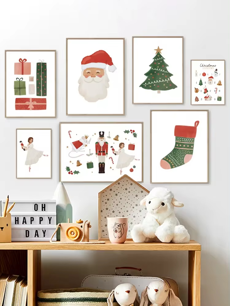子供のためのメリークリスマスソックスのポスター,壁の芸術,キ - Baby Nursery Mirror のレビューと価格