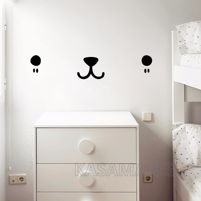 ウォールステッカーかわいいカワイイフェイスアートデカール猫犬 - Baby Nursery Furniture のレビューと価格