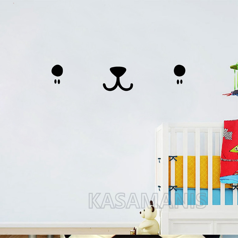 ウォールステッカーかわいいカワイイフェイスアートデカール猫犬 - Baby Nursery Furniture のレビューと価格