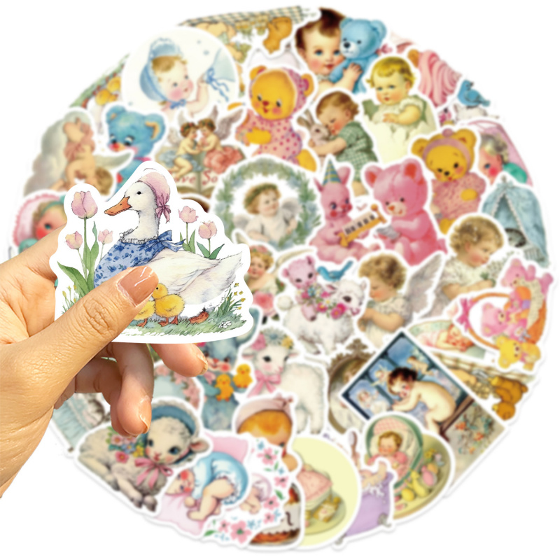 50 個ヴィンテージベビーステッカーかわいいレトロ保育園デカ - Baby Nursery Vintage Decor のレビューと価格