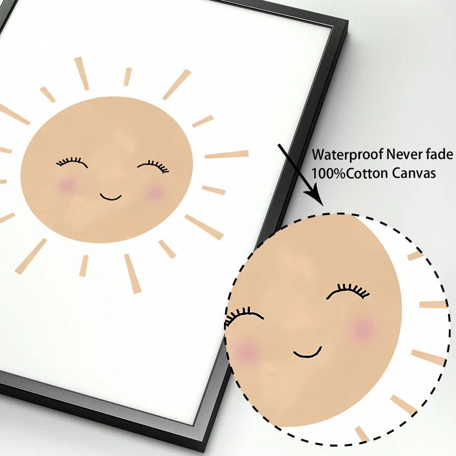自由奔放に生きるウサギの花太陽虹保育園壁アートキャンバス絵画 - Baby Nursery Mirror のレビューと価格