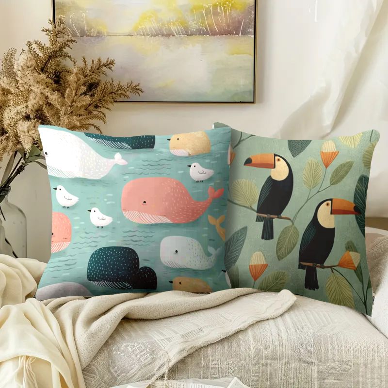 4 ピース枕カバーセットかわいい動物保育園装飾スローカバーベ - Baby Nursery Ocean のレビューと価格