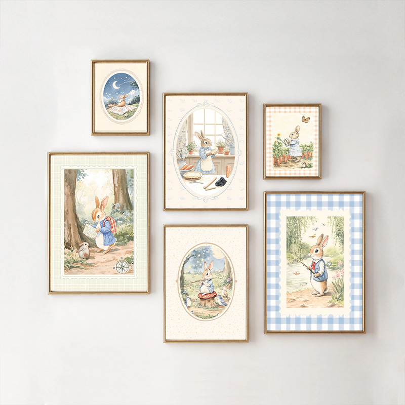 ヴィンテージ自由奔放に生きるブルーチェック柄ウサギにインスパ - Baby Nursery Vintage Decor のレビューと価格