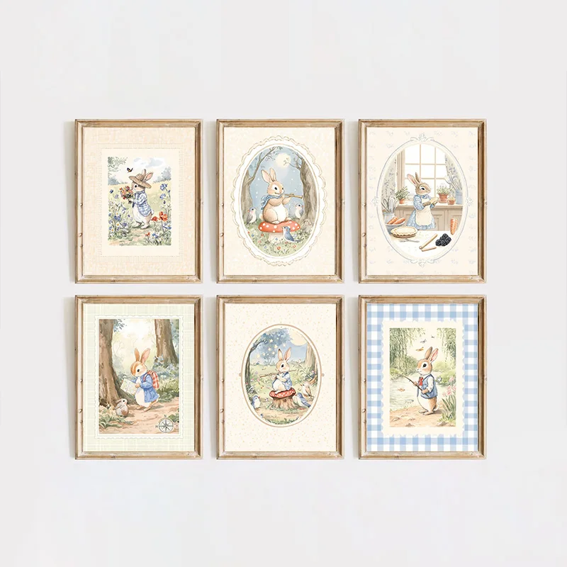 ヴィンテージ自由奔放に生きるブルーチェック柄ウサギにインスパ - Baby Nursery Vintage Decor のレビューと価格