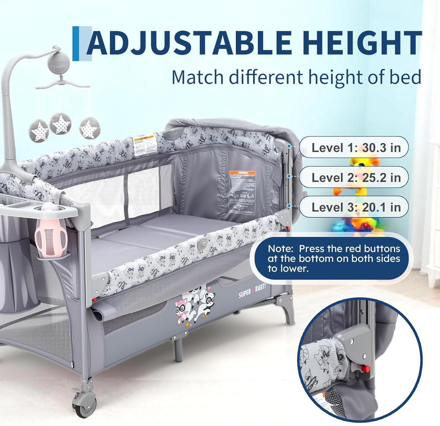 新型4in1ベビー幼児用ベビーベッド、ベッドサイドスリーパー - Bassinet Bedside Sleeper のレビューと価格