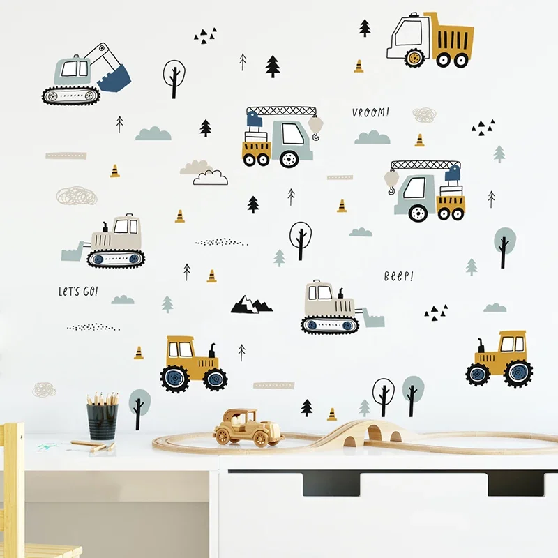 手描きのかわいい車貨物トラックの壁のステッカーキッズルーム車 - Baby Nursery Labels のレビューと価格