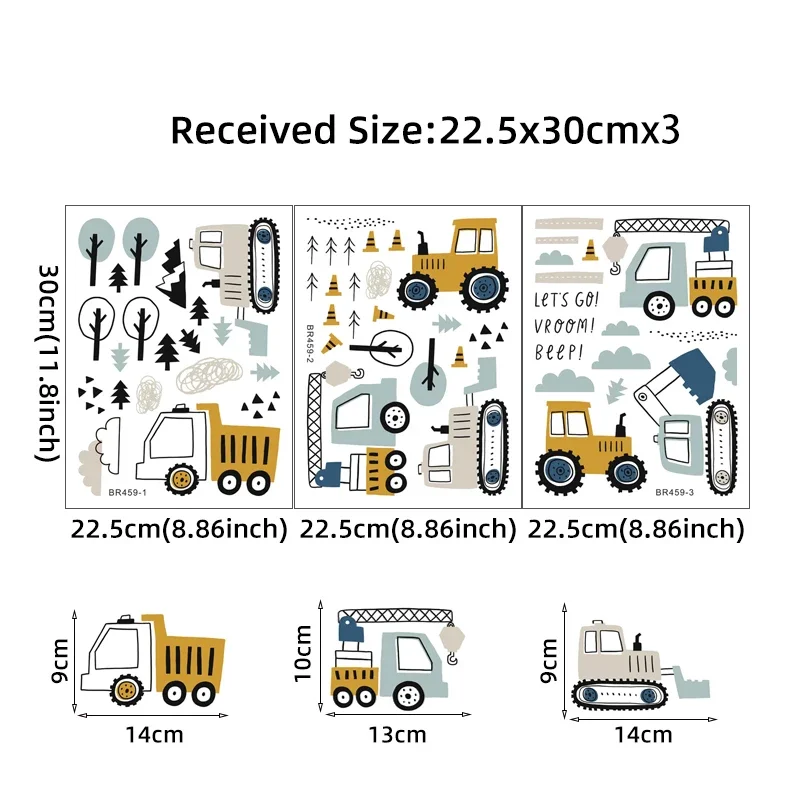 手描きのかわいい車貨物トラックの壁のステッカーキッズルーム車 - Baby Nursery Labels のレビューと価格