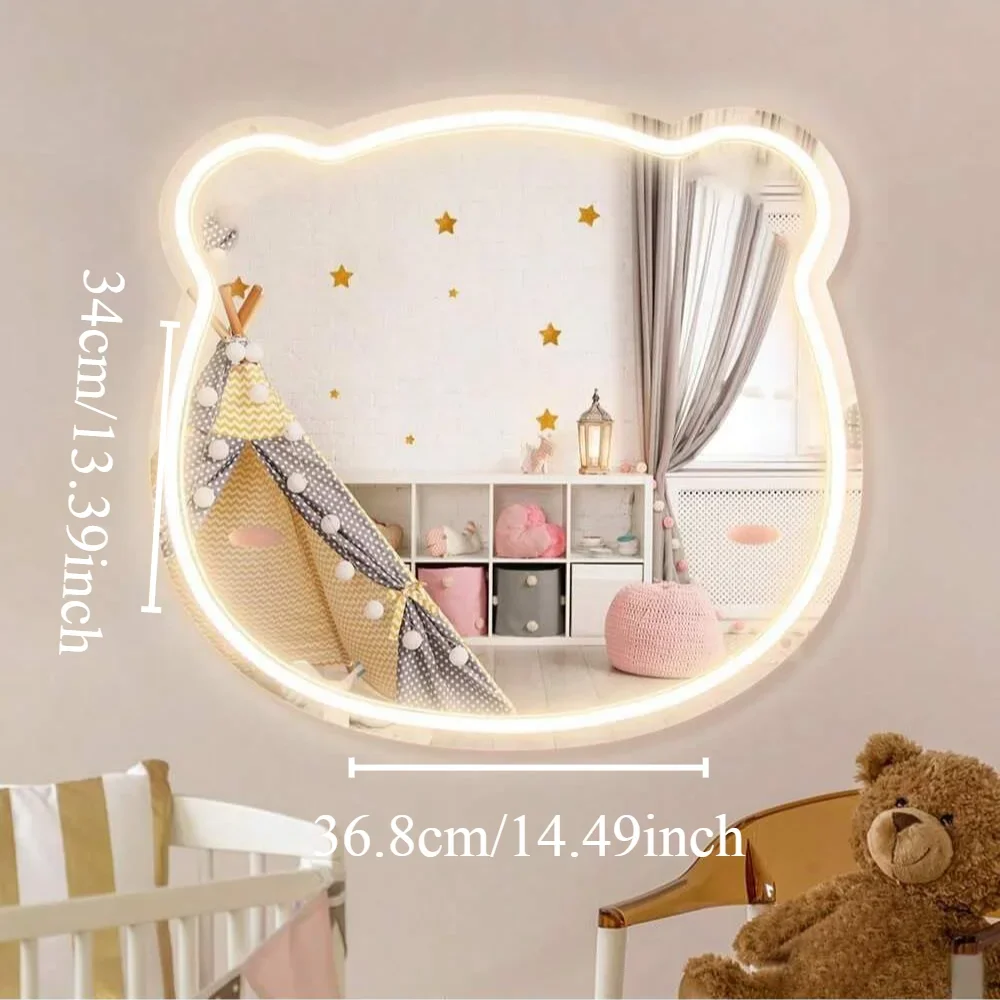 クマ型ミラーネオンサイン調光可能LEDネオンライト子供部屋保 - Baby Nursery Mirror のレビューと価格