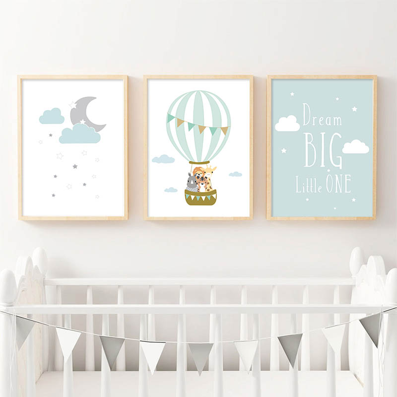 バルーンムーン保育園ポスター壁アートキャンバスプリントドリー - Baby Nursery Mirror のレビューと価格