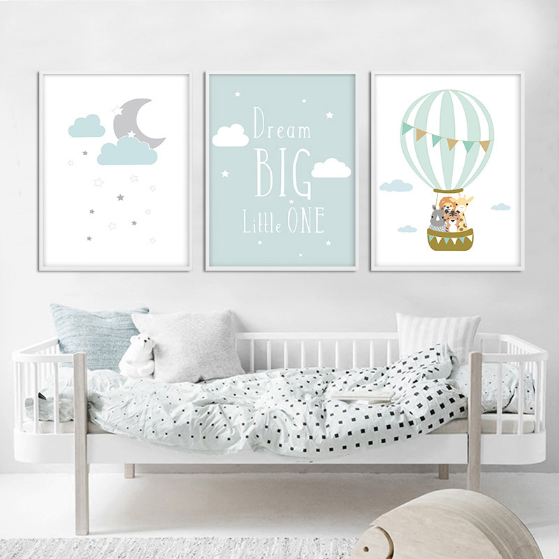 バルーンムーン保育園ポスター壁アートキャンバスプリントドリー - Baby Nursery Mirror のレビューと価格