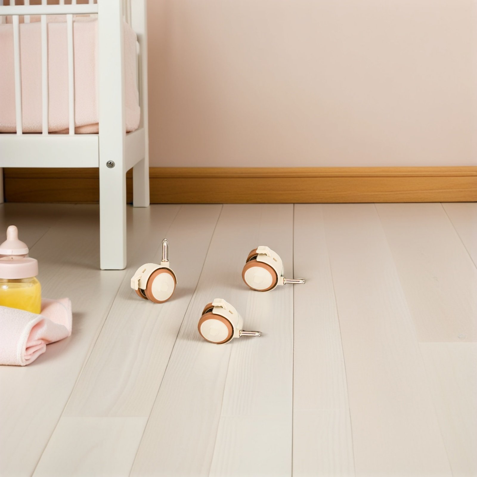 4個入りベビーベッド用キャスターホイール 静音ゴム製スイベル - Baby Nursery Furniture Sets のレビューと価格
