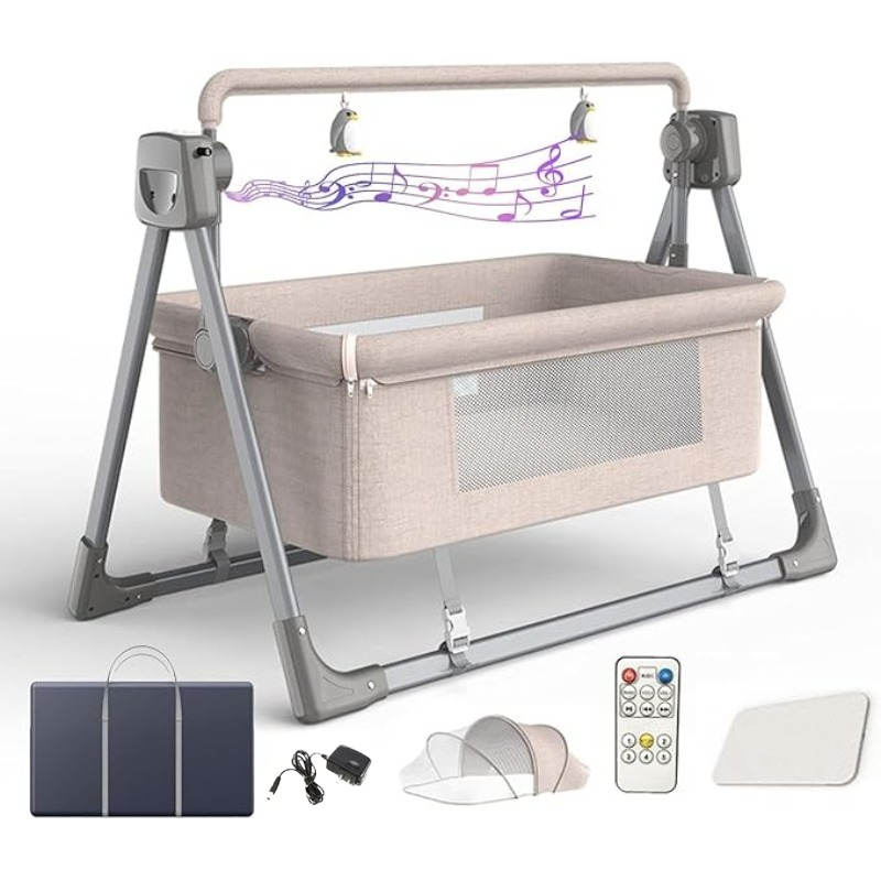 ベビー用電動ゆりかご、自動ベッドサイドベビーベッド、折りたた - Bassinet Bedside Sleeper のレビューと価格