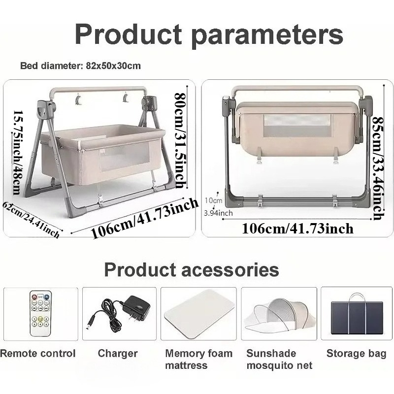 ベビー用電動ゆりかご、自動ベッドサイドベビーベッド、折りたた - Bassinet Bedside Sleeper のレビューと価格