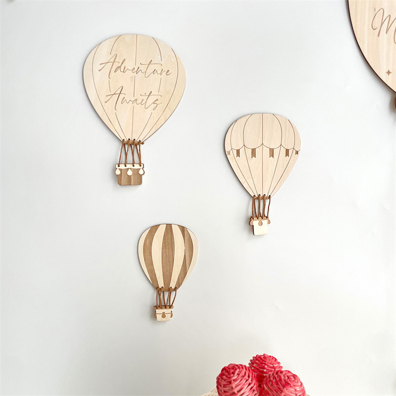 INS 北欧木製熱気球ウォールステッカー木製バルーンステッカ - Baby Nursery Labels のレビューと価格