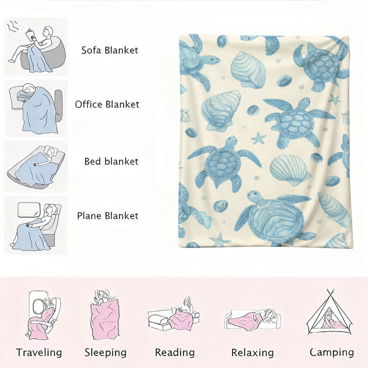 かわいい海のテーマのタートルビーチブランケット、保育園の装飾 - Baby Nursery Ocean のレビューと価格