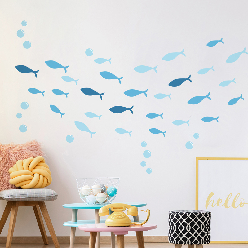 42 ピース/セット青い魚ビニールウォールステッカーベビーキ - Baby Nursery Furniture Sets のレビューと価格