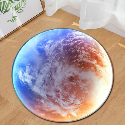 リアルな青い満月プリントの丸型ラグ、滑り止め加工の柔らかい円 - Soft Rug Nursery のレビューと価格